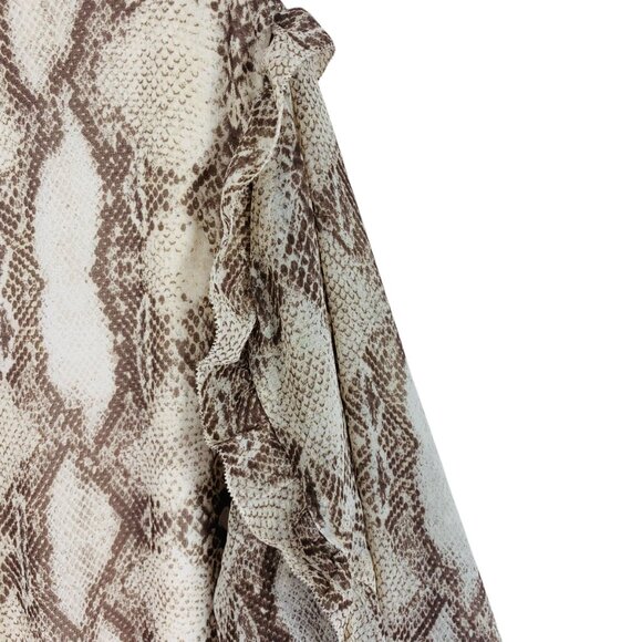 Long Sleeve Ruffle Dress snake print ruffle size xl White house black market - Picture 4 of 16